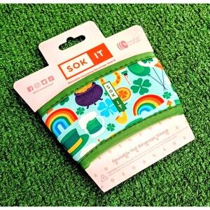 Sok-it Reusable Insulating Beverage Sleeve Thermafoil St. Patricks Clover NWT